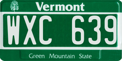 VT license plate WXC639