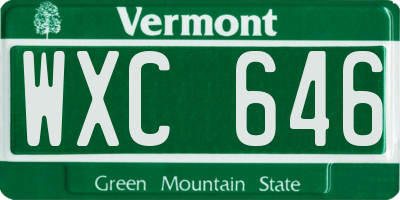 VT license plate WXC646