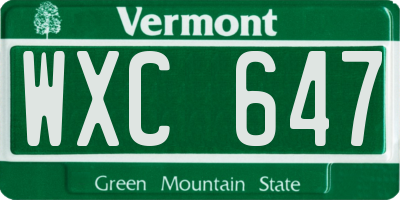 VT license plate WXC647