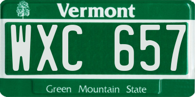 VT license plate WXC657