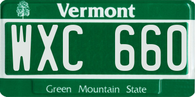 VT license plate WXC660