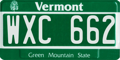 VT license plate WXC662