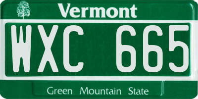 VT license plate WXC665
