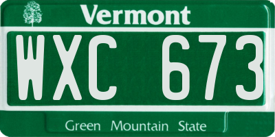 VT license plate WXC673