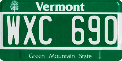 VT license plate WXC690