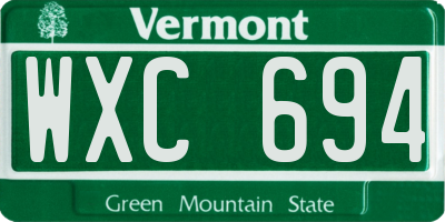 VT license plate WXC694