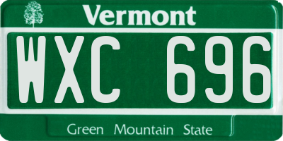VT license plate WXC696