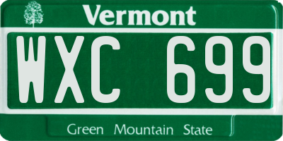 VT license plate WXC699