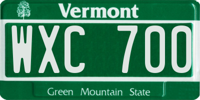 VT license plate WXC700