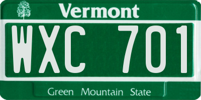 VT license plate WXC701