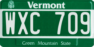 VT license plate WXC709