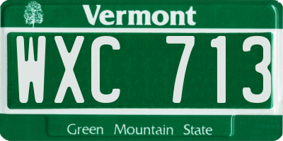 VT license plate WXC713