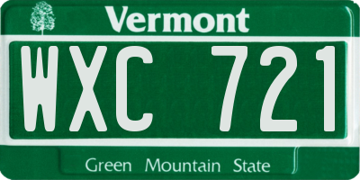 VT license plate WXC721