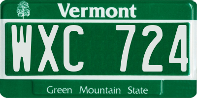 VT license plate WXC724