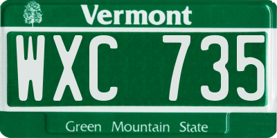 VT license plate WXC735