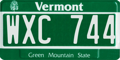 VT license plate WXC744