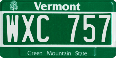 VT license plate WXC757
