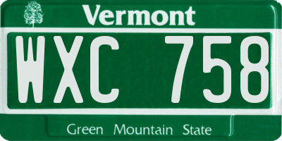 VT license plate WXC758