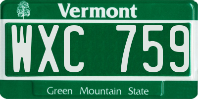 VT license plate WXC759