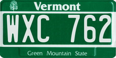VT license plate WXC762
