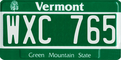 VT license plate WXC765