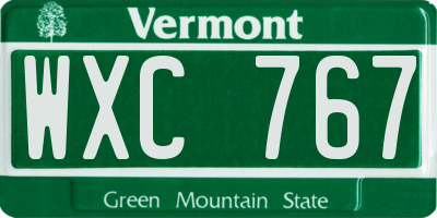 VT license plate WXC767