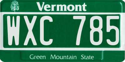 VT license plate WXC785