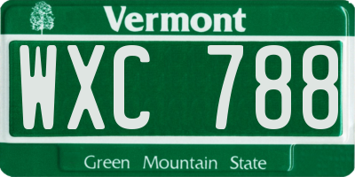 VT license plate WXC788