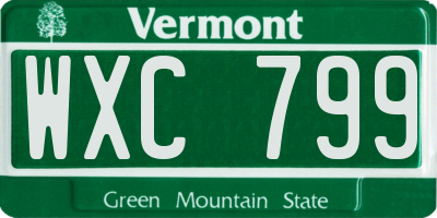 VT license plate WXC799