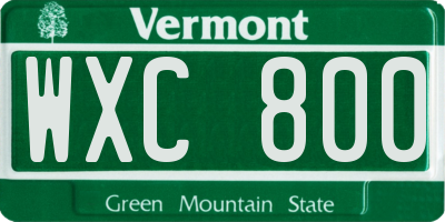 VT license plate WXC800