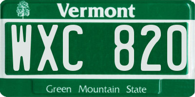 VT license plate WXC820