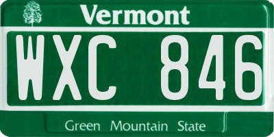 VT license plate WXC846