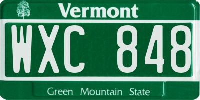 VT license plate WXC848