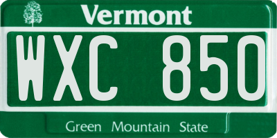 VT license plate WXC850