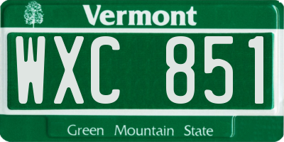 VT license plate WXC851