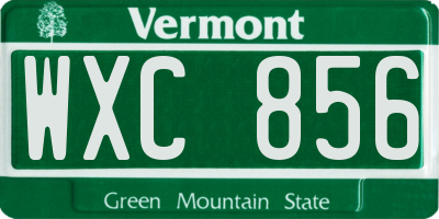 VT license plate WXC856