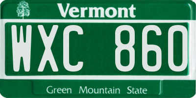 VT license plate WXC860