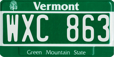 VT license plate WXC863