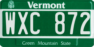 VT license plate WXC872