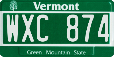 VT license plate WXC874