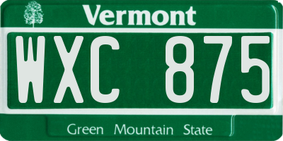 VT license plate WXC875