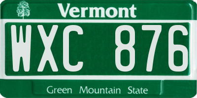 VT license plate WXC876