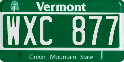 VT license plate WXC877