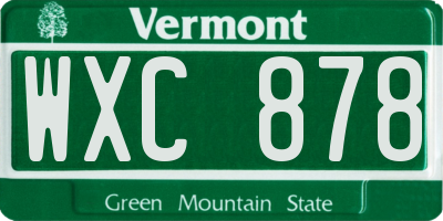 VT license plate WXC878