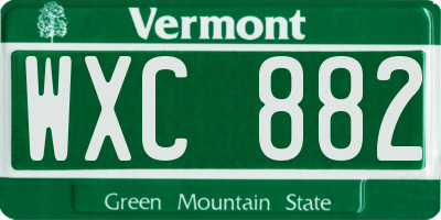 VT license plate WXC882