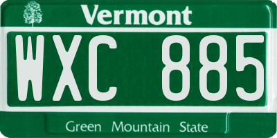 VT license plate WXC885