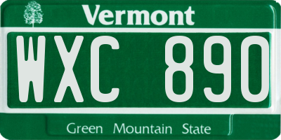 VT license plate WXC890