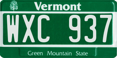 VT license plate WXC937