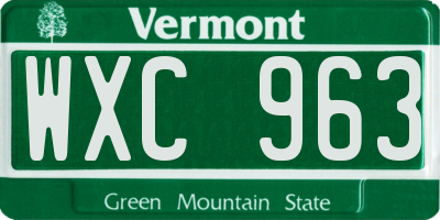 VT license plate WXC963