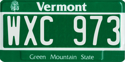 VT license plate WXC973